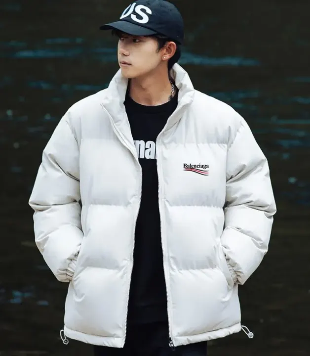 Balenciaga White Hooded Puffer Jacket
