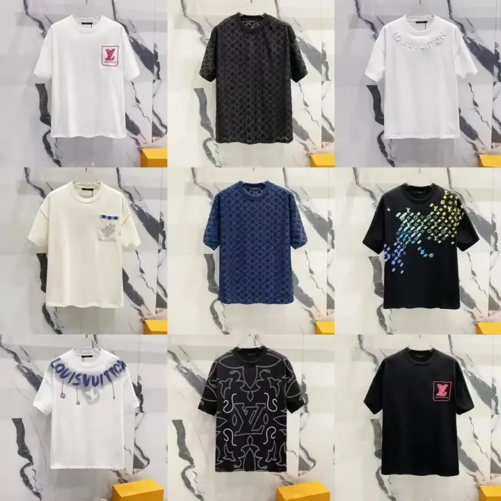 Louis Vuitton Graphic Tee Collection in Black, White, and Blue