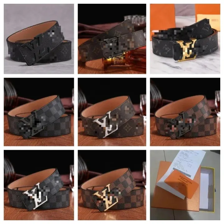 Louis Vuitton monogramriem met LV-gesp in zwart en bruin