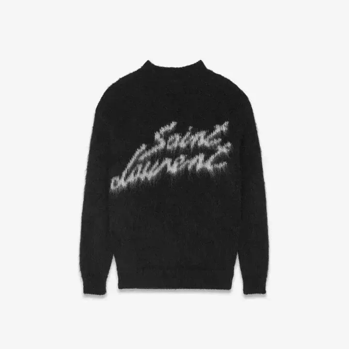 Saint Laurent Black Fuzzy Script Long Sleeve Sweater