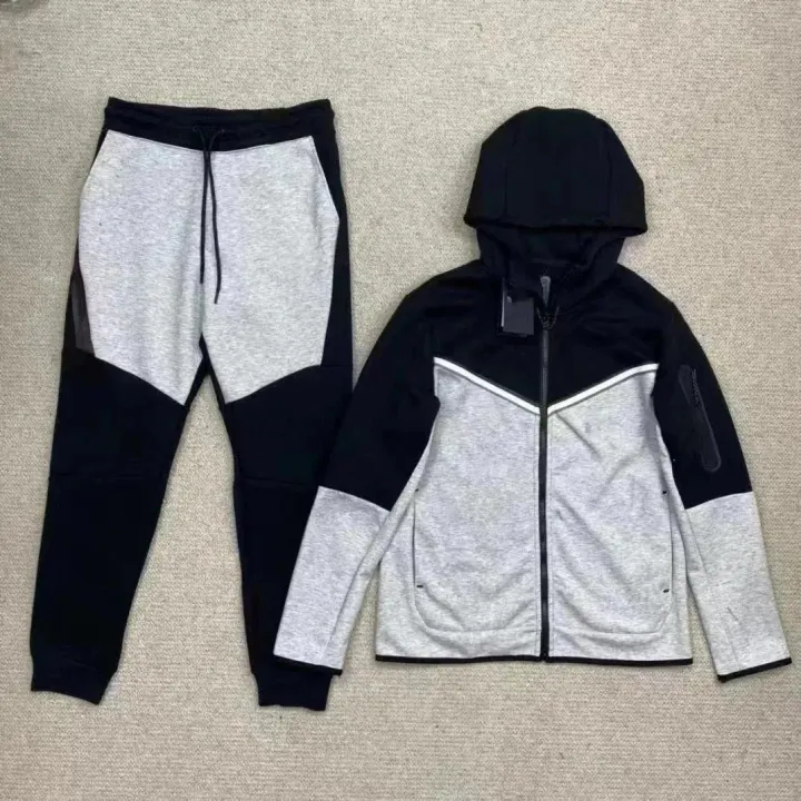 Nike Color-Block Tracksuit Set in Gray, Black and Olive