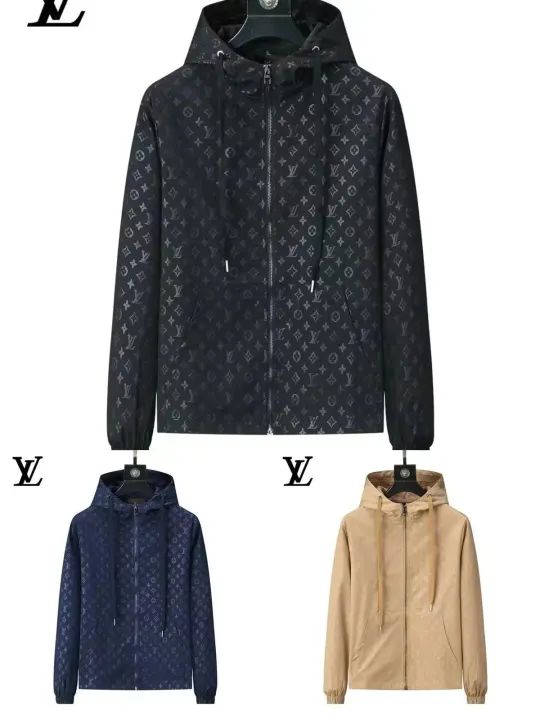Louis Vuitton Black Monogram Zip-Up Hooded Jacket