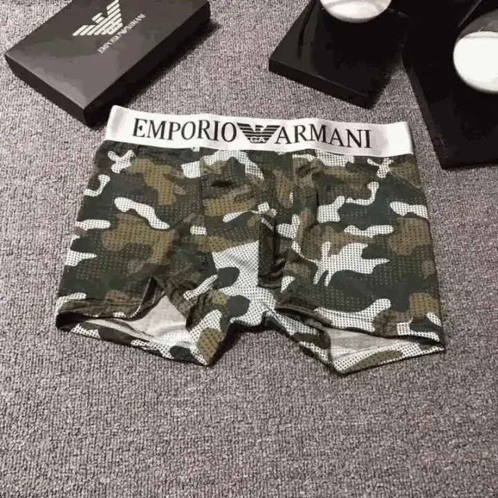 Armani Camouflage Boxer Briefs with Logo Waistband