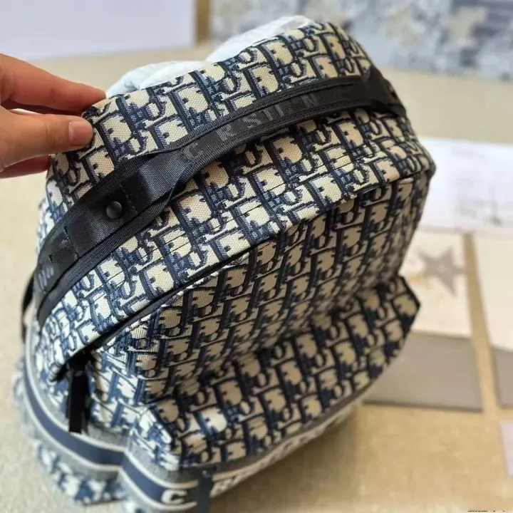 Dior Oblique Monogram Backpack in Beige and Navy