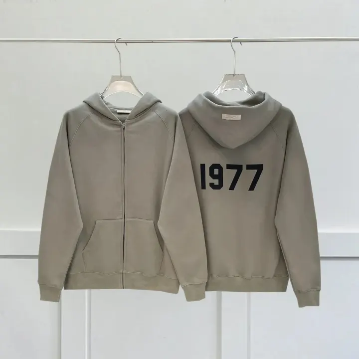 Essentials Taupe 1977 Zip-Up Hoodie Jacket