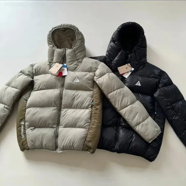 Nike ACG Hooded Puffer Jacket in Beige and Black