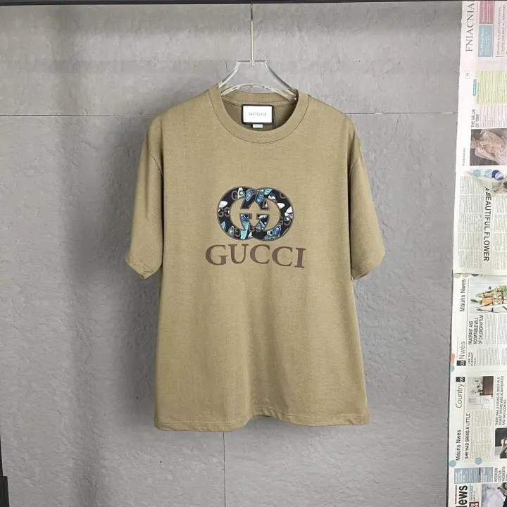 Gucci Beige Graphic Logo Relaxed-Fit T-Shirt