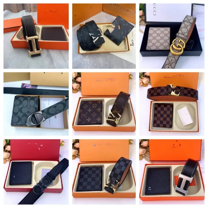 Set de regalo de cartera y cinturón Gucci en estilos de monograma mixtos