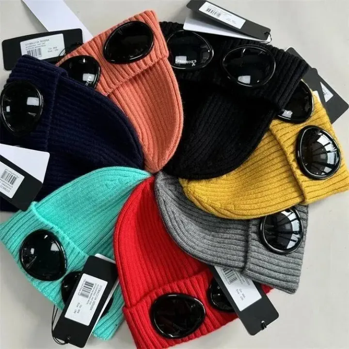 C.P. Company Ribbed Beanie with Goggle Detail