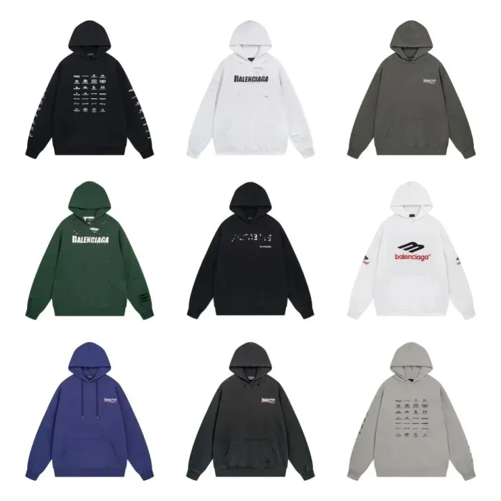 Balenciaga Graphic Pullover Hoodie in Black and White