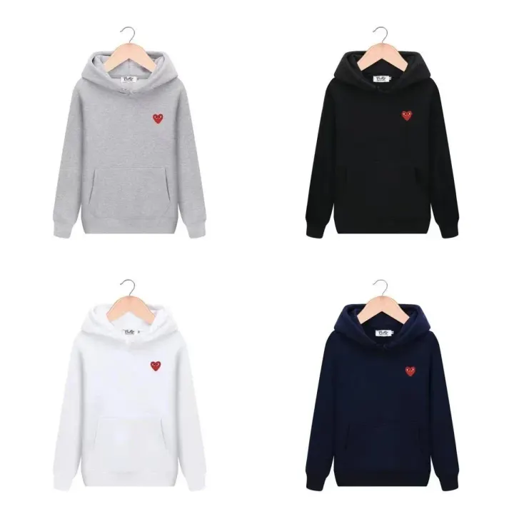 Comme des Garçons Play Heart Logo Hoodie, Grey/Black