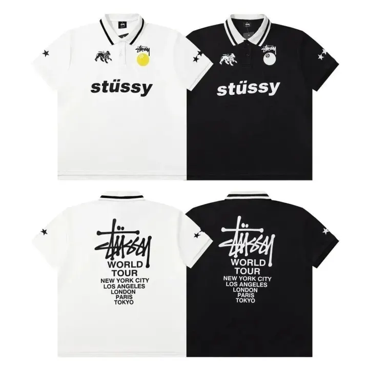 Stüssy Black and White World Tour Polo Shirt