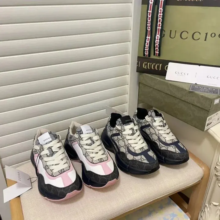 Gucci GG Monogram Sneakers in Pink and Navy