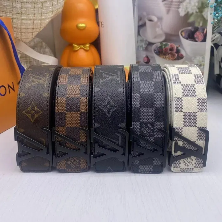 Louis Vuitton Monogram & Checker Belt with Matte Black Buckle