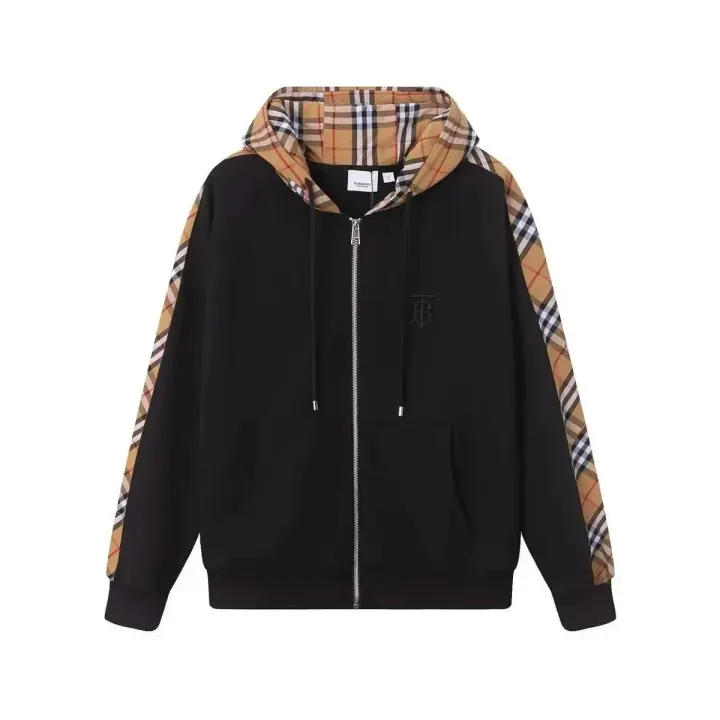 Sudadera con cremallera y ribete a cuadros Burberry