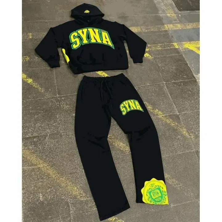 Syna World Black Hoodie and Sweatpants Matching Set