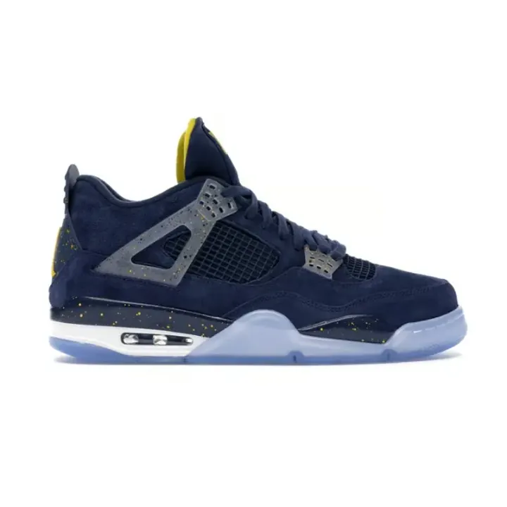 Jordan Air Jordan 4 sneakers van marineblauw suède met gele spikkels