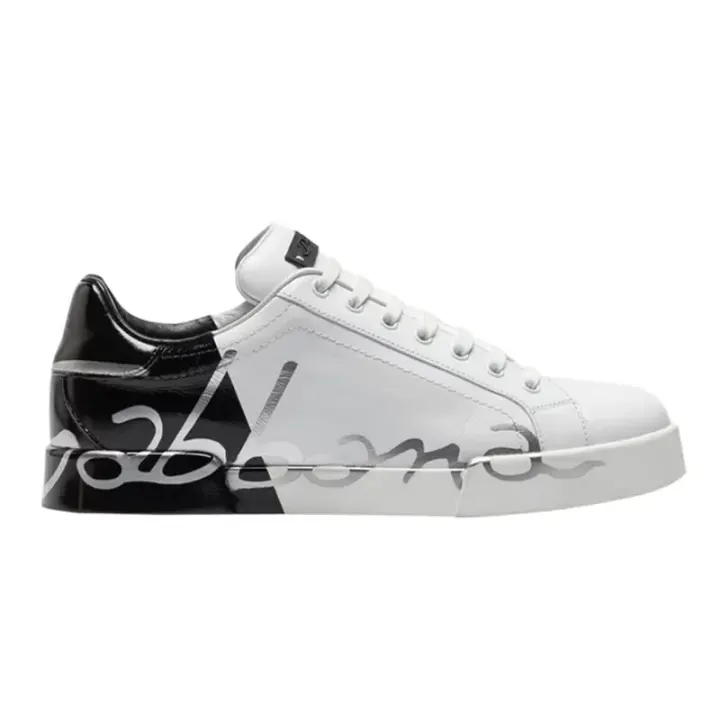 Dolce & Gabbana White and Black Low Top Sneakers