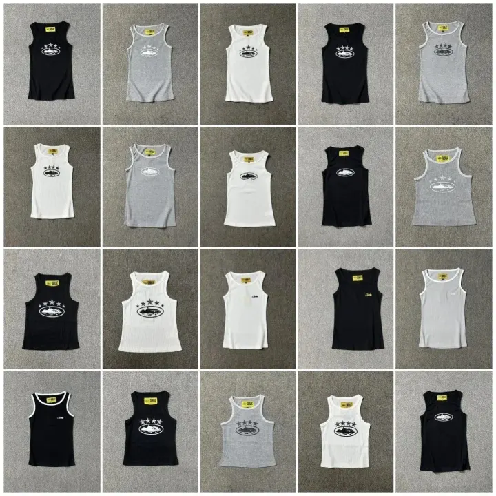 Corteiz Star Graphic Tank Top in Black, White and Grey