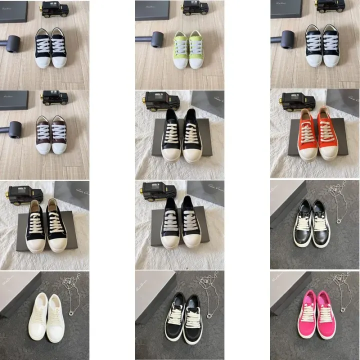 Rick Owens Low-Top Sneakers in Black, White, and Neon Colorways