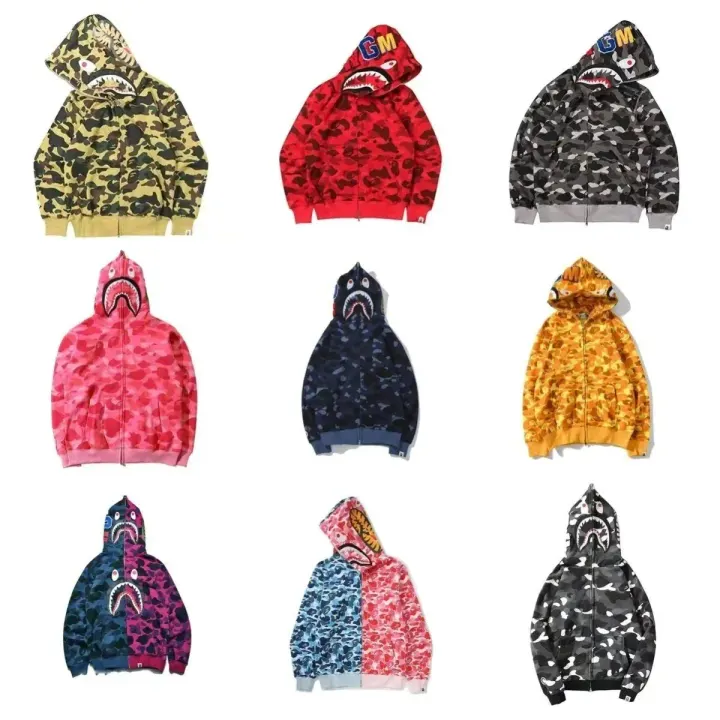 BAPE Shark Camo Hoodie mit durchgehendem Reißverschluss - verschiedene Farbvarianten