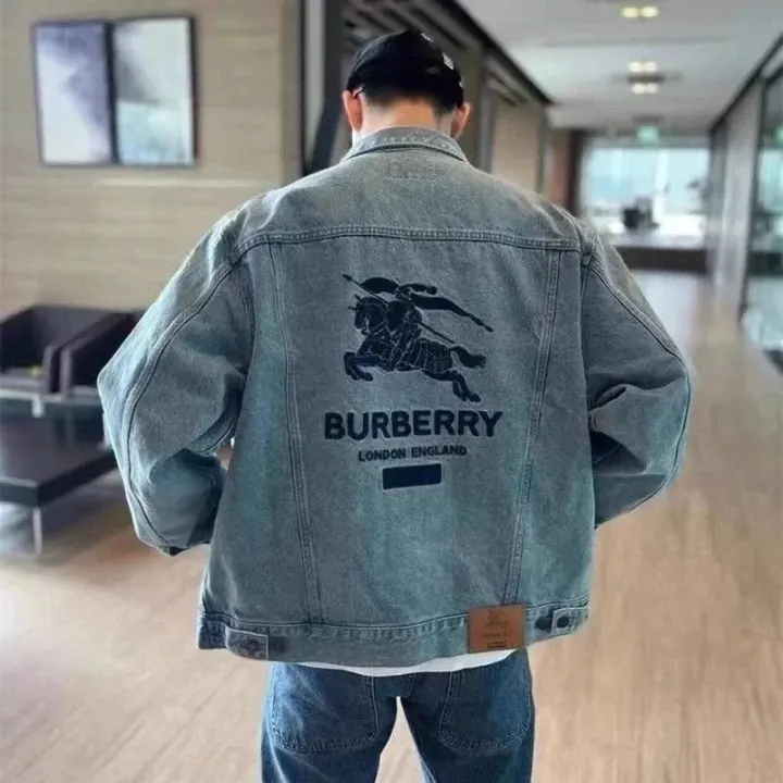 Chaqueta vaquera Burberry lavada en azul con logo