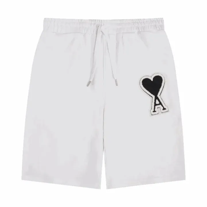 Ami White Heart Logo Drawstring Shorts