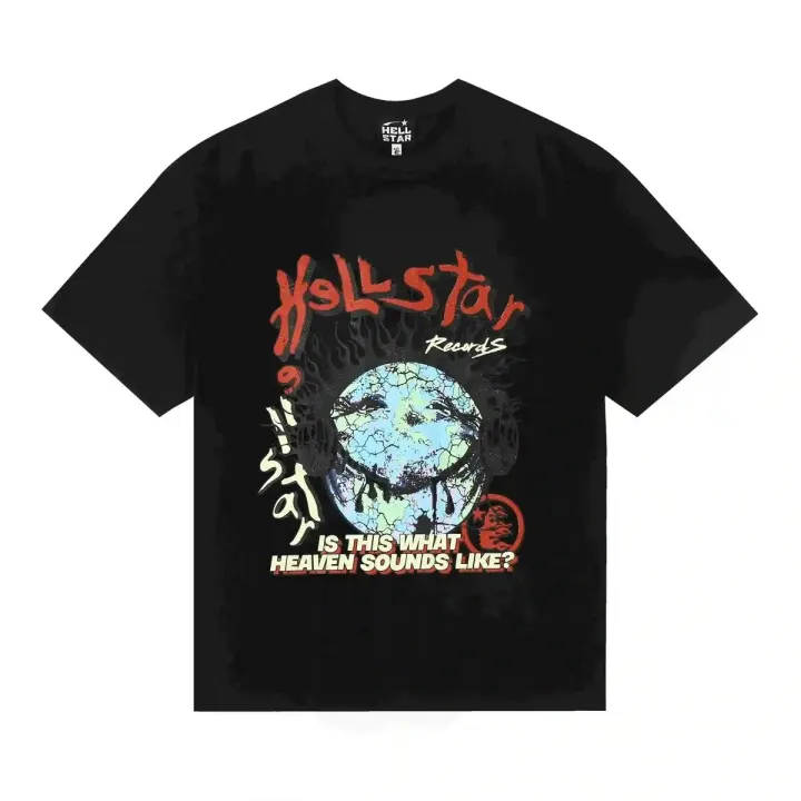 Hellstar Black Graphic T-Shirt with Red Print