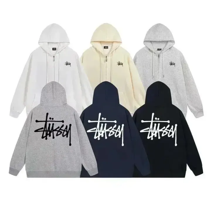 Stüssy Black Graphic Zip-Up Hoodie