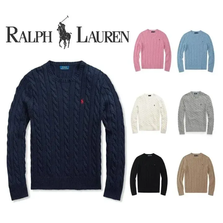 Ralph Lauren Cable-Knit Crewneck Sweater in Navy