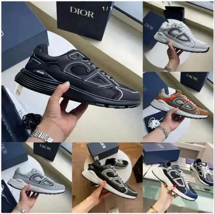 Sneakersy Dior z panelowymi detalami w kolorze czarno-szarym
