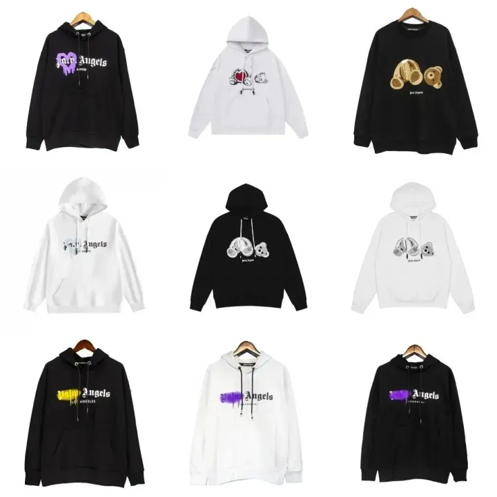 Palm Angels Graphic Print Hoodie in Black and White