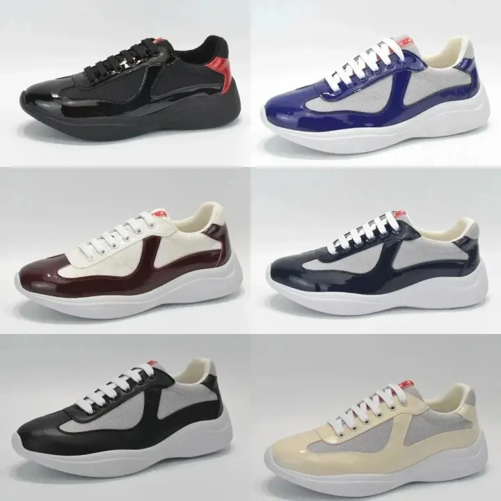 Prada Colorblock Mesh and Patent Leather Sneakers