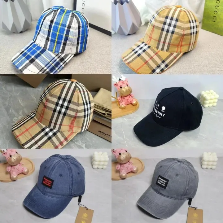 Burberry Baseball Cap with Check Pattern and Logo Styles