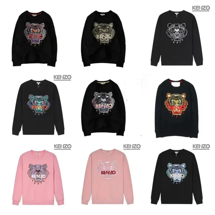Kenzo Tiger Graphic Crewneck Sweatshirt in Black and Pink