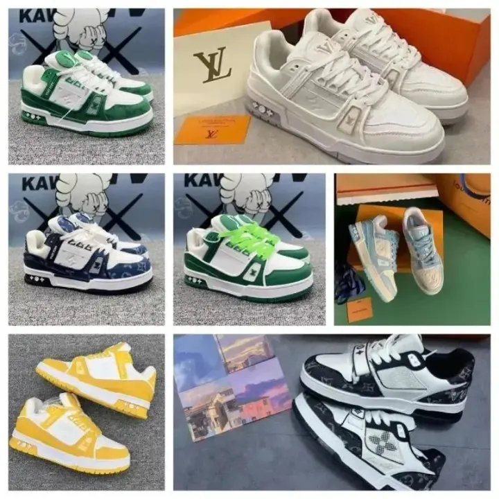 Louis Vuitton Colorblock Sneakers in White, Green and Blue