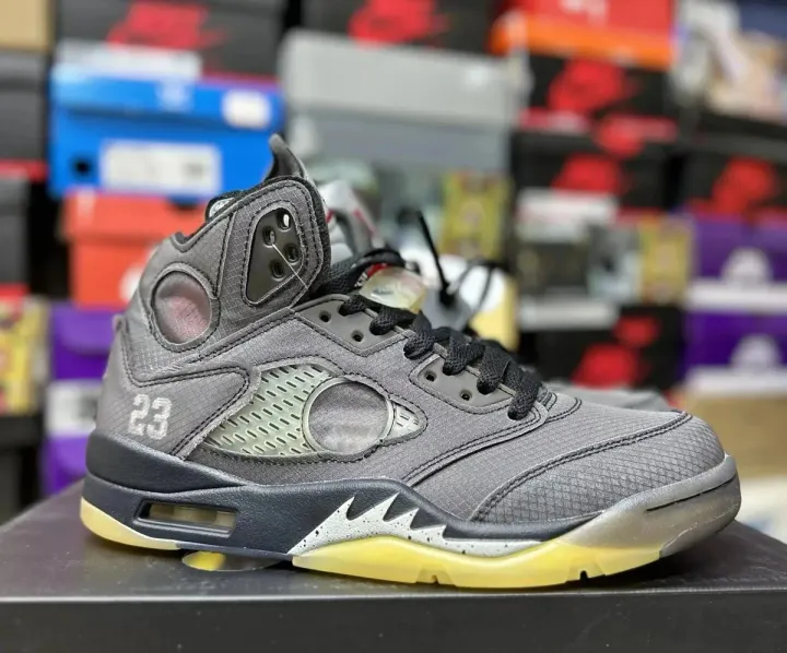 Jordan Grey High-Top Sneakers with Translucent Yellow Sole