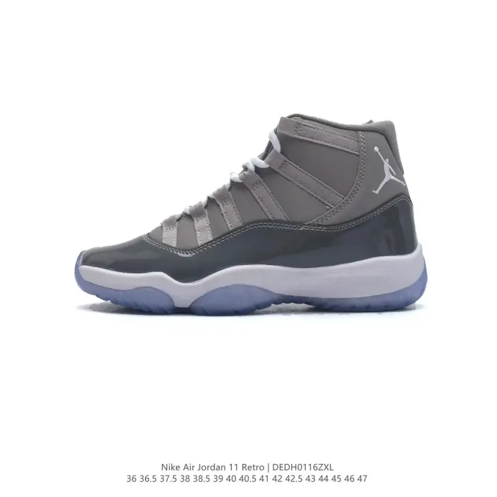 Jordan Grey Patent Leather High-Top Sneakers with Translucent Sole