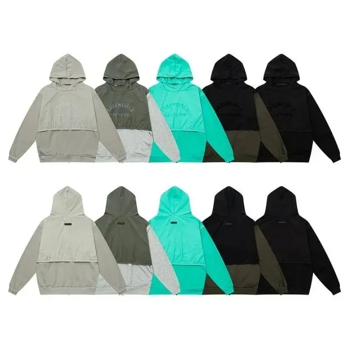 Essentials Colorblock Pullover Hoodie in Grey, Black and Aqua