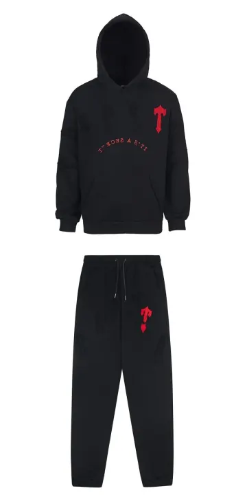 Trapstar Black Matching Set with Red Logo Detail