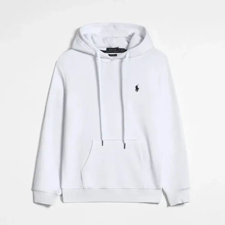 Ralph Lauren White Pullover Hoodie with Chest Logo