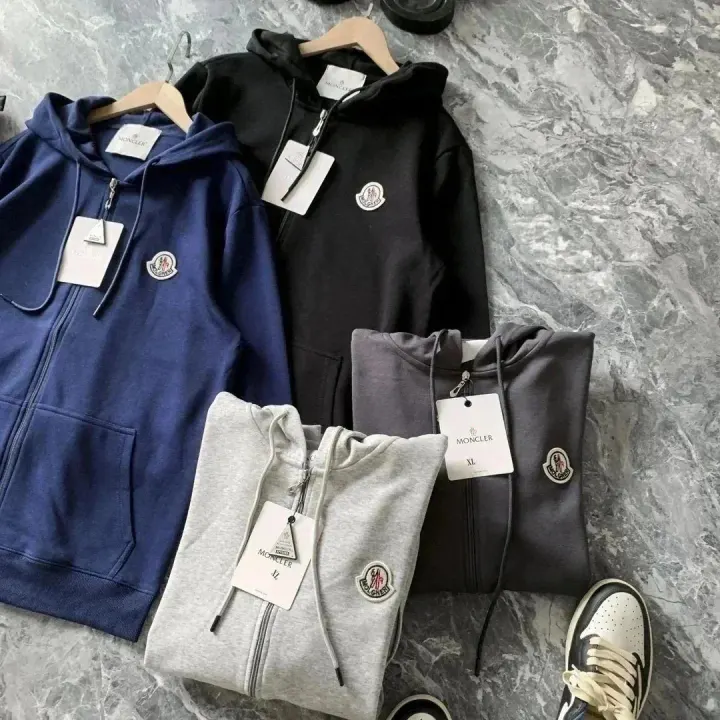 Moncler Hooded Zip-Up Jacket in Black