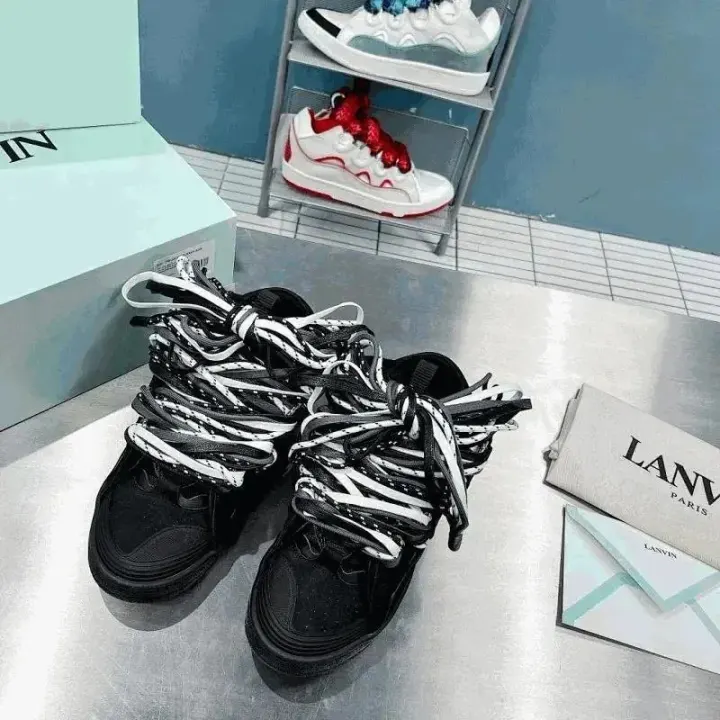 Lanvin Black Curb Sneakers with Oversized Rope Laces