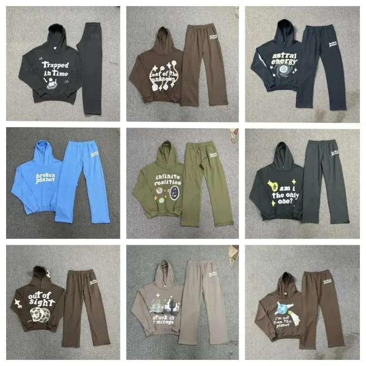 Broken Planet Mixed Color Graphic Hoodie and Sweatpants Set