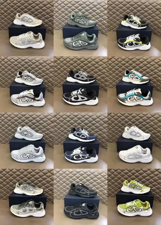 Zapatillas de running Dior con logo CD en tonos gris y negro