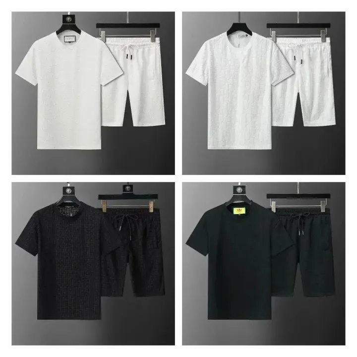 Gucci Embossed GG Monogram T-Shirt and Shorts Set in White and Black