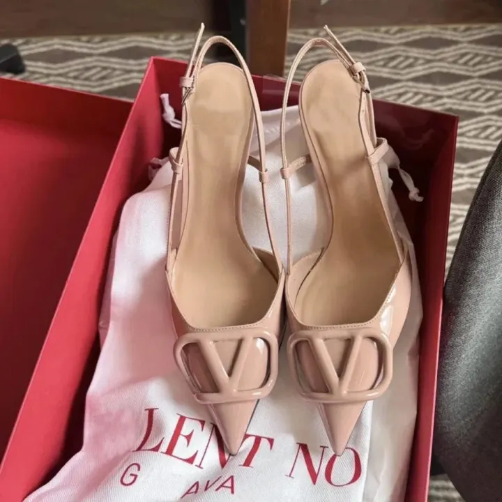 Valentino Nude Patent Leather Slingback High Heels