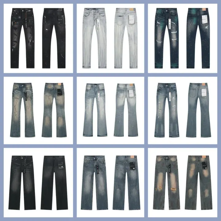 Purple Brand Distressed Denim Jeans in Black and Blue Washes