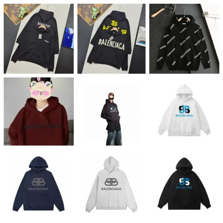 Balenciaga Black Logo Print Pullover Hoodie