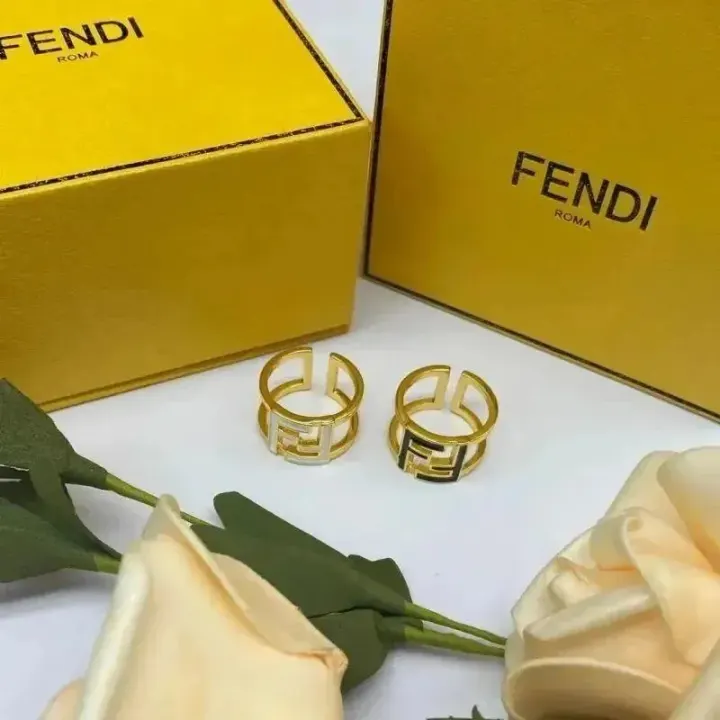 Fendi Gold Open Ring with F Letter Detail